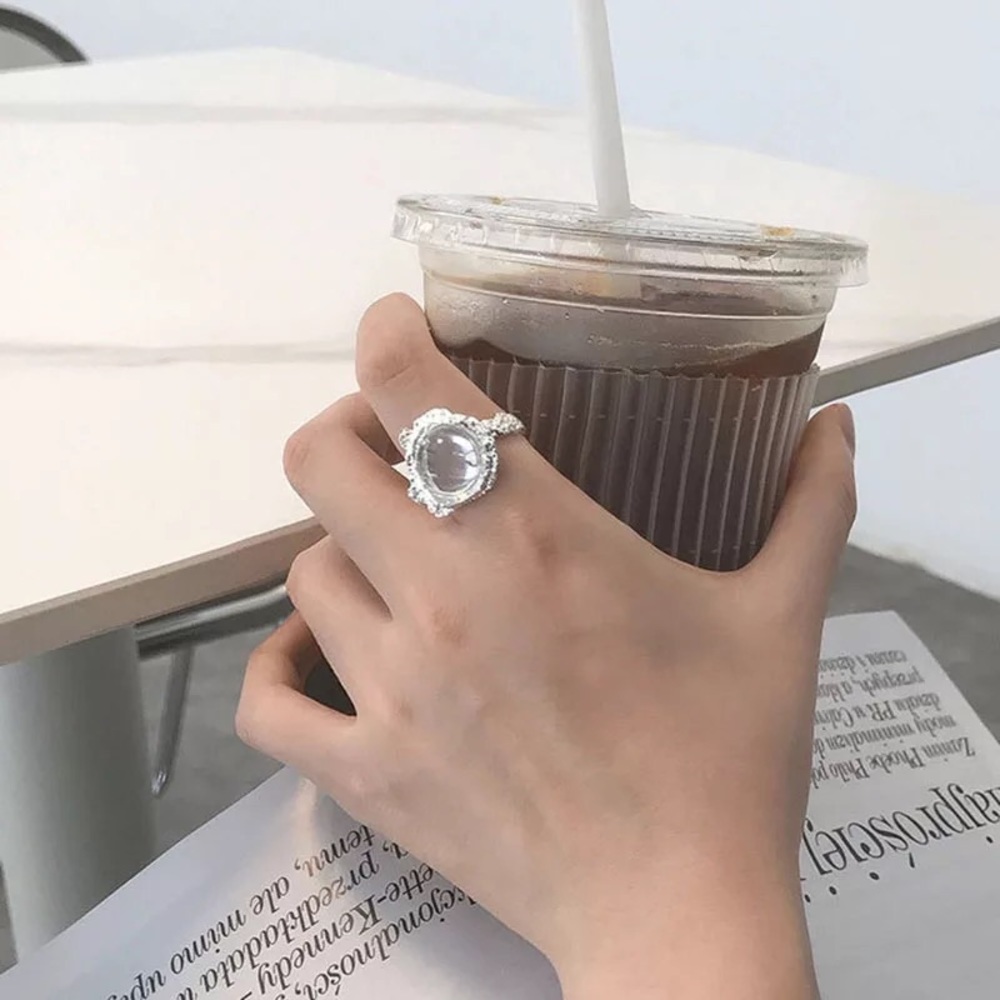 👏🏼Clearance👏🏼925 Sterling Silver Rings with Irregular Texture Stone - Picture 4 of 5